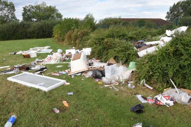 Mess left after travellers left the playing fields near Thurning Ave, Stanground EMN-160824-164748009