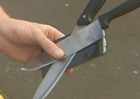 The knives Mr King took from the man at Park Medical Centre.