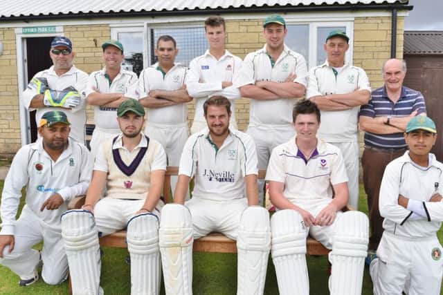 The Ufford Park  team beaten in the John Wilcox Plate Trophy, ( front, left to right), Wahid Javed, Joe Corder, Andy Larkin, Chris Lightfoot, Ibrahim Javed, (back) Ian Turner, Jonathan Bigham, Sandeep Dahiya, Will Dallas, Joe  Harrington, Danny Harrington and Terry Rawlings. Photo: David Lowndes.