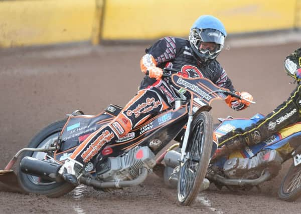 Danny Halsey in action in heat two against Redcar. Picture: David Lowndes