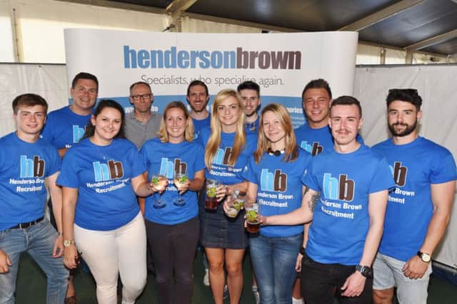Fund raisers at the Henderson Brown hospitality area at Peterborough Beer Festival. EMN-160827-102221009
