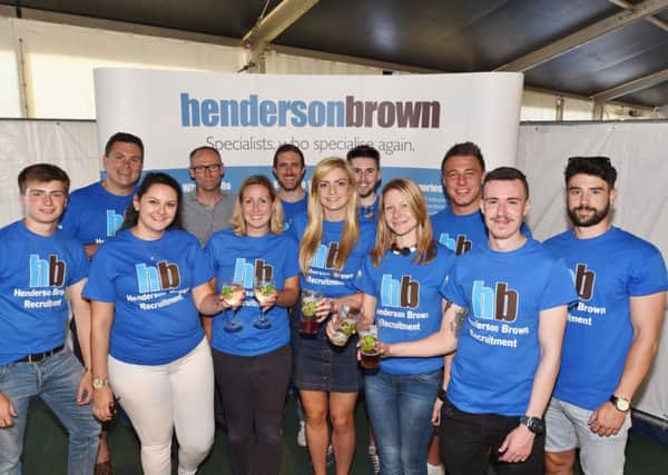 Fund raisers at the Henderson Brown hospitality area at Peterborough Beer Festival. EMN-160827-102221009