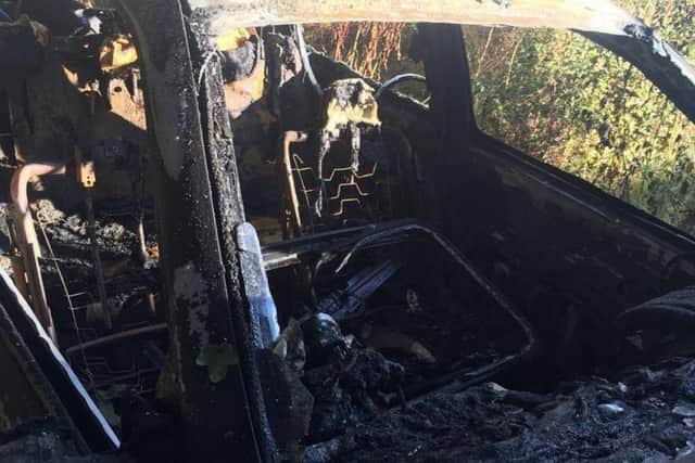 The scene of the car fire in Thorney Road in Eye