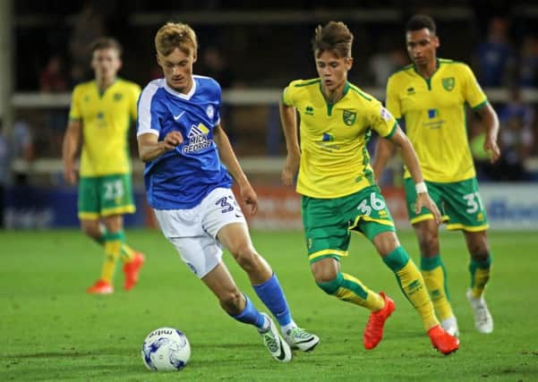 Young Morgan Penfold during his Posh debut against Norwich. Photo: Joe Dent/theposh.com.