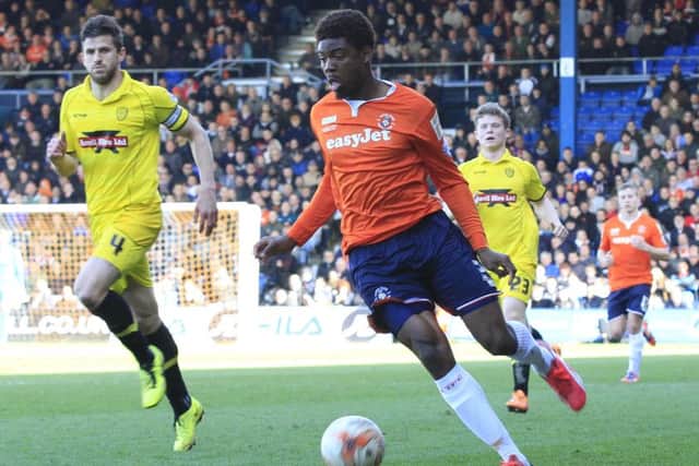 Nathan Oduwa in action for Luton last year.