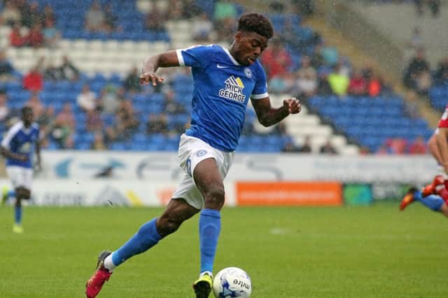 On-loan winger Nathan Oduwa made his Posh debut as a substitute against Swindon. Photo: Joe Dent/theposh.com.
