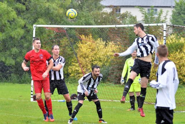 Action from Pinchbeck v Langtoft in the Peterborough Premier Division. Photo: Tim Wilson.