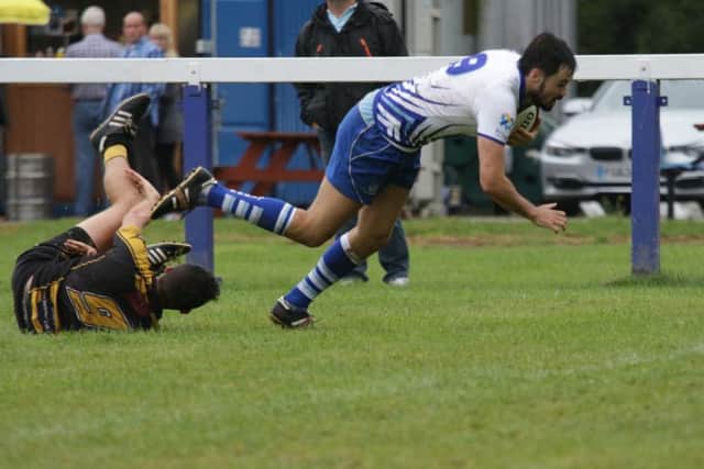 Tom Aviss scores the third Lions try. Picture: Mick Sutterby