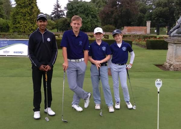 The Milton team that won the second Northants Junior League semi-final  by beating holders Collingtree Park 3-1. From the left are Sanjay Nithiyalingam, Ben Baker, Kai Raymond and Harry Smith.
