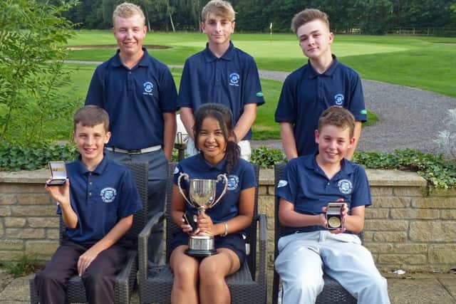 Miltons Cambs Friendly Cup winning team were from the left, back, Sam Ludlow, Charlie Armitage, Adam OBrien, front, Morgan Cresswell, Lisa Johnston and Jacob Williams.