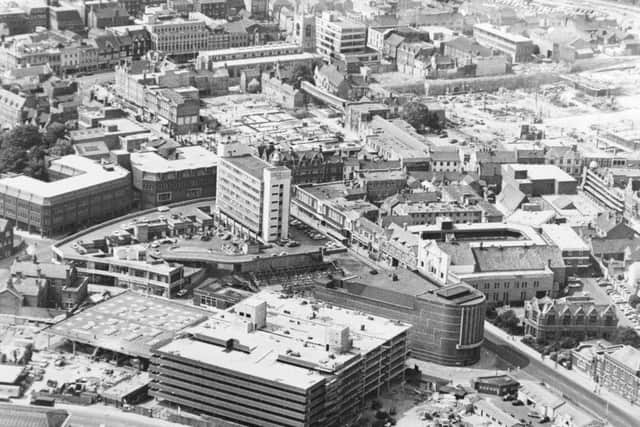 Building work underway in the city centre. But what year was this?