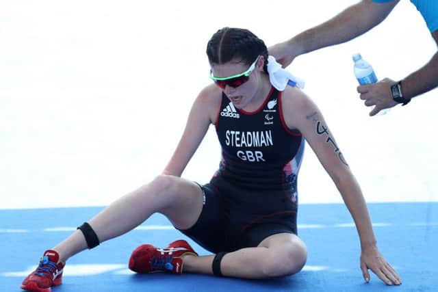 Great Britain's Lauren Steadman after coming second in the Women's PT4 Triathlon. Picture: Andrew Matthews/PA Wire.