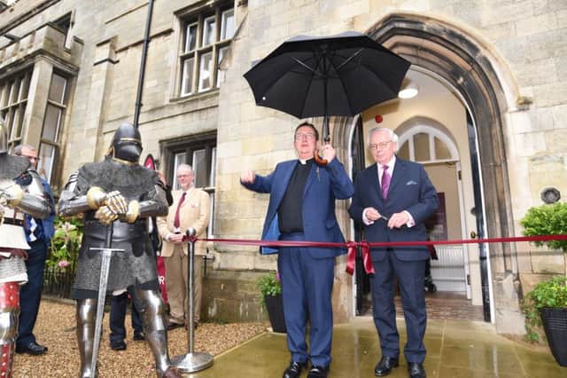 Heritage open days in Peterborough.  Dean Charles Taylor with David Starkey     at  the opening of the new visitors centre at Peterborough Cathedral EMN-161109-100502009