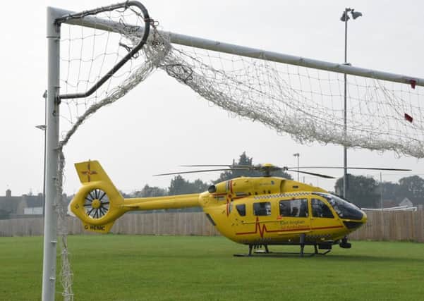The East Anglian Air Ambulance at the back of the PSL club