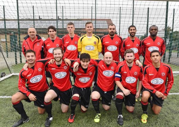 Netherton Reserves before their defeat at the hands of Riverside. (Back rown, from left):   Craig Spink, Liam Oliver-Smith, Ben Jex, Grant Watson, Zeeshan Ali, Justice Glover. (Front) Jorge Barbosa, Marc Davies, Ahmed Yousef, Zak Marsden, Chris Wright, Lawrence Acosta