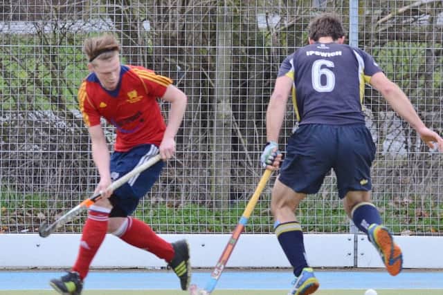 Ross Ambler (left) was in sharp, goal-scoring form for City of Peterborough at Saffron Walden.