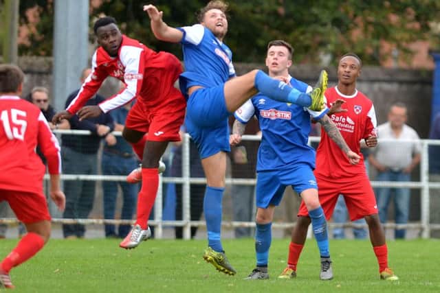 Action from Spalding v Gresley. Photo: Tim Wilson.