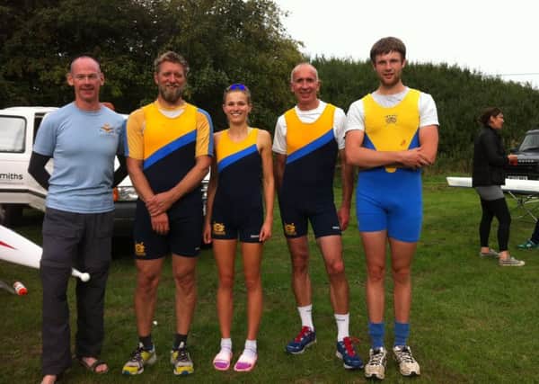 Pictured at the Wallingford Long Distance Sculls event are, from the left, Tim Ellis, Graham Barks, Camilla Plumb, Jack Ward and James Plumb.