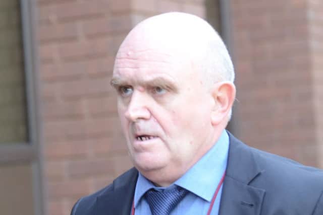 Maurice Campbell arrives at Peterborough Magistrates' Court this morning