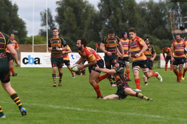 Johnny Beale makes headway for Borough against Old Laurentians. Picture: Kevin Goodacre