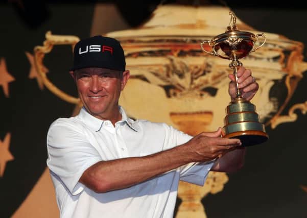 USA captain Davis Love with the Ryder Cup.