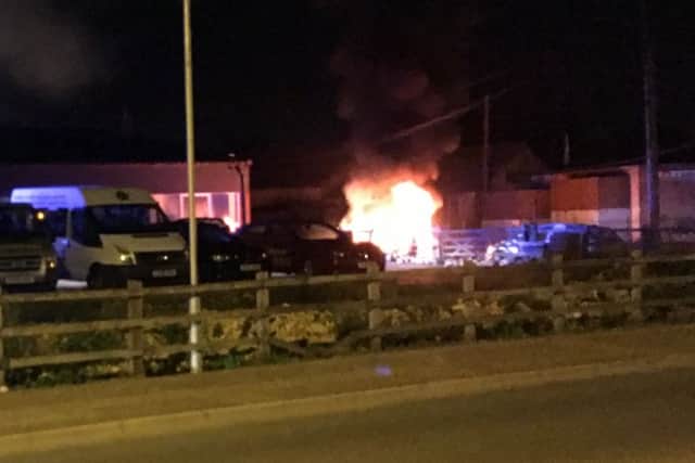 The arson attack, Photo: Ciaran Gunter