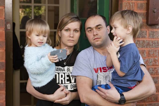 Family Dawid Sohling, Joanna Sohling and their two children Oskar (4) and Wiktoria (2). Picture by Terry Harris