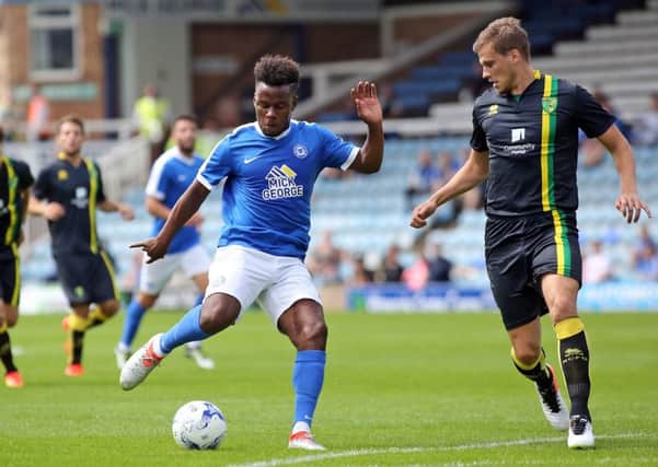 Shaquile Coulthirst is a surprise presence in the Posh teamn to play Bury. Photo: Joe Dent/theposh.com.