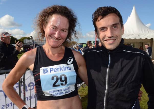 The top locals at the Great Eastern Run, Philippa Taylor (left) and Aaron Scott. Photo: David Lowndes.
