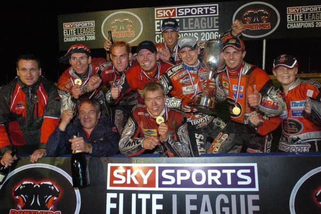 Peterborough Panthers celebrate their Elite League Grand Final success in 2006.