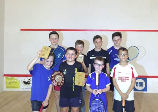 Peterborough Town competitors at the Cambs County Finals, back row, left to right,  Ollie Ramsay, Eden Spooner, Ben Pickering and Thomas Ramsay, front row Aiden Filmore, Callum McGurk , Jake Carlin and Christian Griffiths.