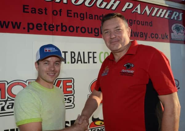 Panthers owner Ged Rathbone (right) with one of his 2016 riders Kenneth Bjerre.