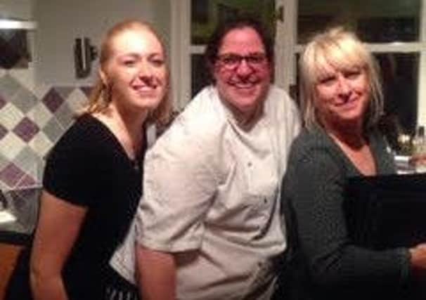Laura with waitresses, Molly Smee(who usually works behind the bar in Pack Horse) and Julie Woolfe.