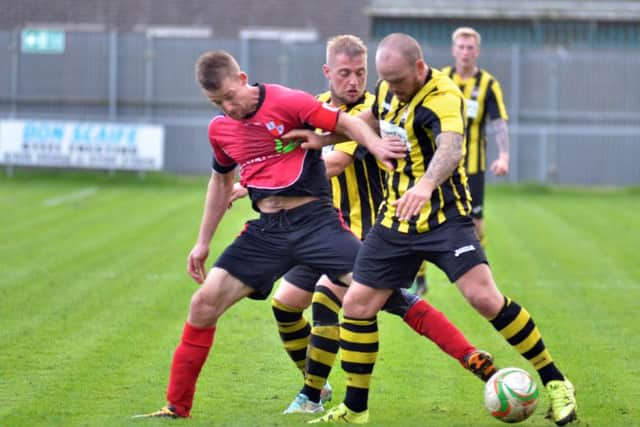 Action from Holbeach United's win over Sileby. Photo: Tim Wilson.
