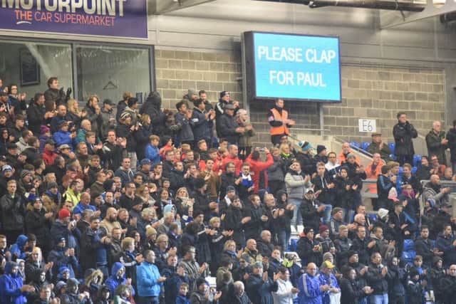Both sets of supporters delivered a fine tribute to Paul McCann who died during the recent Great Eastern Run. Photo: David Lowndes.