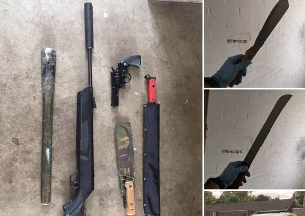 Recovered weapons. Photo: Cambridgeshire police