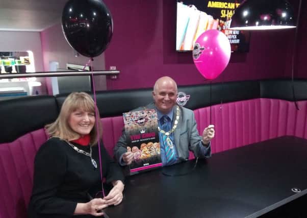 The Deputy Mayor councillr Keith Sharp and  Christine Wilson, his Deputy Mayoress at the official opening of Kaspas on Bridge Street, Peterborough.