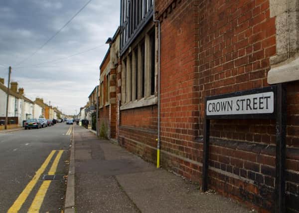 Crown Street, Peterborough, The scene of the robbery, Crown Street, Peterborough.  Picture by Terry Harris / Peterborough Telegraph. THA