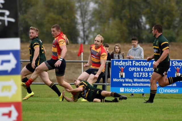 Danish Tomoliunas scores a try for Borough. Picture: Kevin Goodacre
