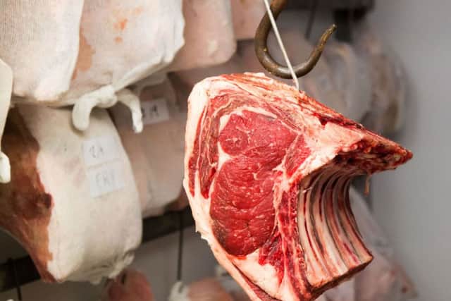 Beef maturing on the bone.