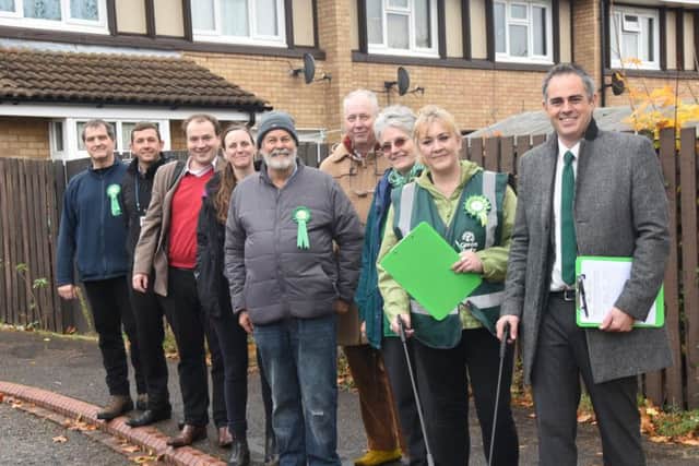 Local Green Party members and representatives of Cross Keys Homes attending a litter pick at Beckingham with Green Party co-leader Jonathan Bartley EMN-160111-154737009