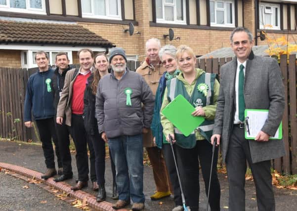 Local Green Party members and representatives of Cross Keys Homes attending a litter pick at Beckingham with Green Party co-leader Jonathan Bartley EMN-160111-154737009