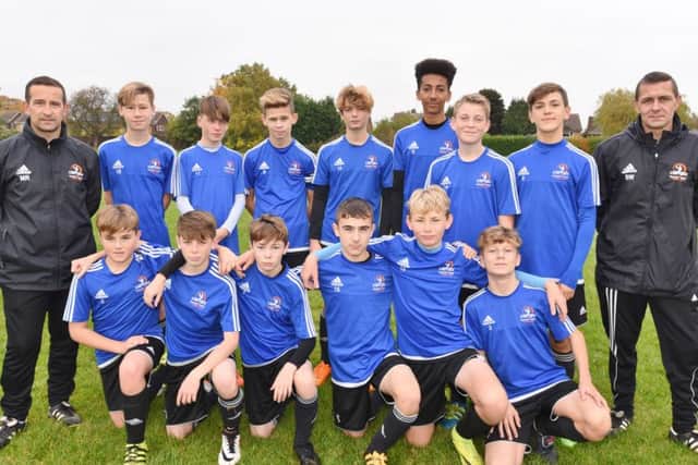 Yaxley Blue Under 14s are pictured before a 7-2 win against Netherton Phoenix. From the left they are, back, Martin Rowell, Ollie Wildman, Alfie Webb, Kyall Woods, Josh Hogg, Leon Roberts, Finlay Kilby, Kyle Rowell, Shayne Woods, front, Jack Roe, Jack Neil, Harper Bingham, Marcus Goymour, Jamie Law and Louis Whiffin.