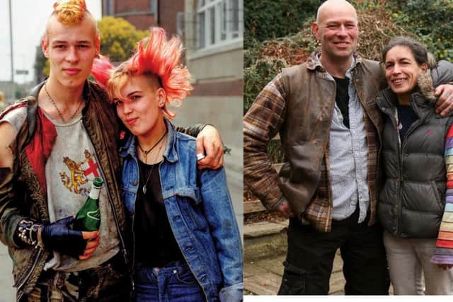 Pink Mohican Wins Pizza Eating - Original Pic 1985/ Reunion Pic July 2016Punk Badger Farcue can still remember winning the Pizza Eating Competitionin Cathedral Square in Peterborough in 1985. The contest was organised byStefan Malajny, who ran the Papa Luigi pizza restaurant. Stefan said: "Iremember Badger managed to eat his pizza in about two minutes, which wasvery fast." Badger was 20 at the time of the contest and worked as alabourer, building dry stone walls. He said: "My friends encouraged me toenter and we had to try and eat a 12-inch cheese and tomato pizza asquickly as possible. I won and got a round of applause and front page ofthe local paper." Badger, who has five children, moved to Somerset in 1991 and now tarmacs roads.