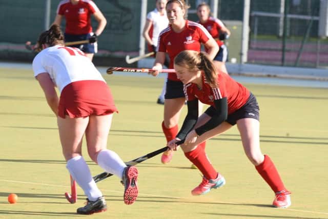 Action from City of Peterborough Ladies against Dereham. Photo: David Lowndes.