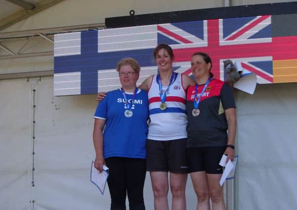 Andrea Jenkins on top of the podium in Perth.