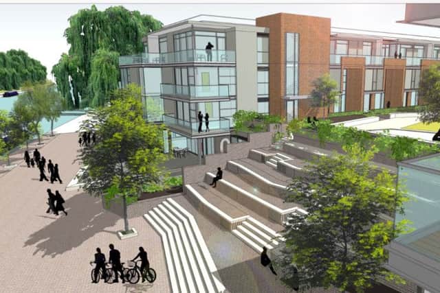 An artist's impression of Fletton Quays apartments