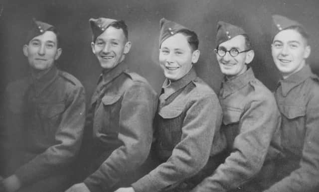 93-year-old blind veteran Jim Sexton (far left) is off to be at the Cenotaph on Sunday EMN-160811-154949009