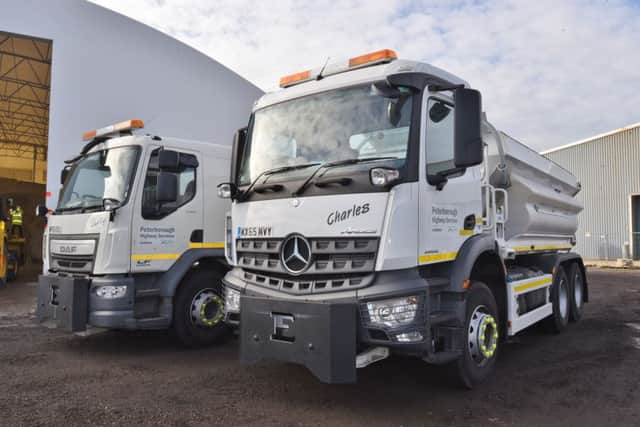 The Peterborough City Council Gritting shed at Fengate with their new vehicles EMN-160811-133311009