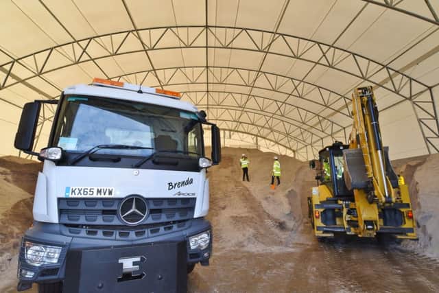 The Peterborough City Council Gritting shed at Fengate with their new vehicles EMN-160811-133242009